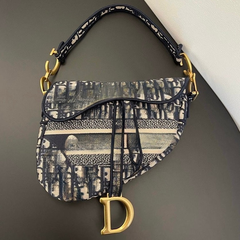 blue saddle bag